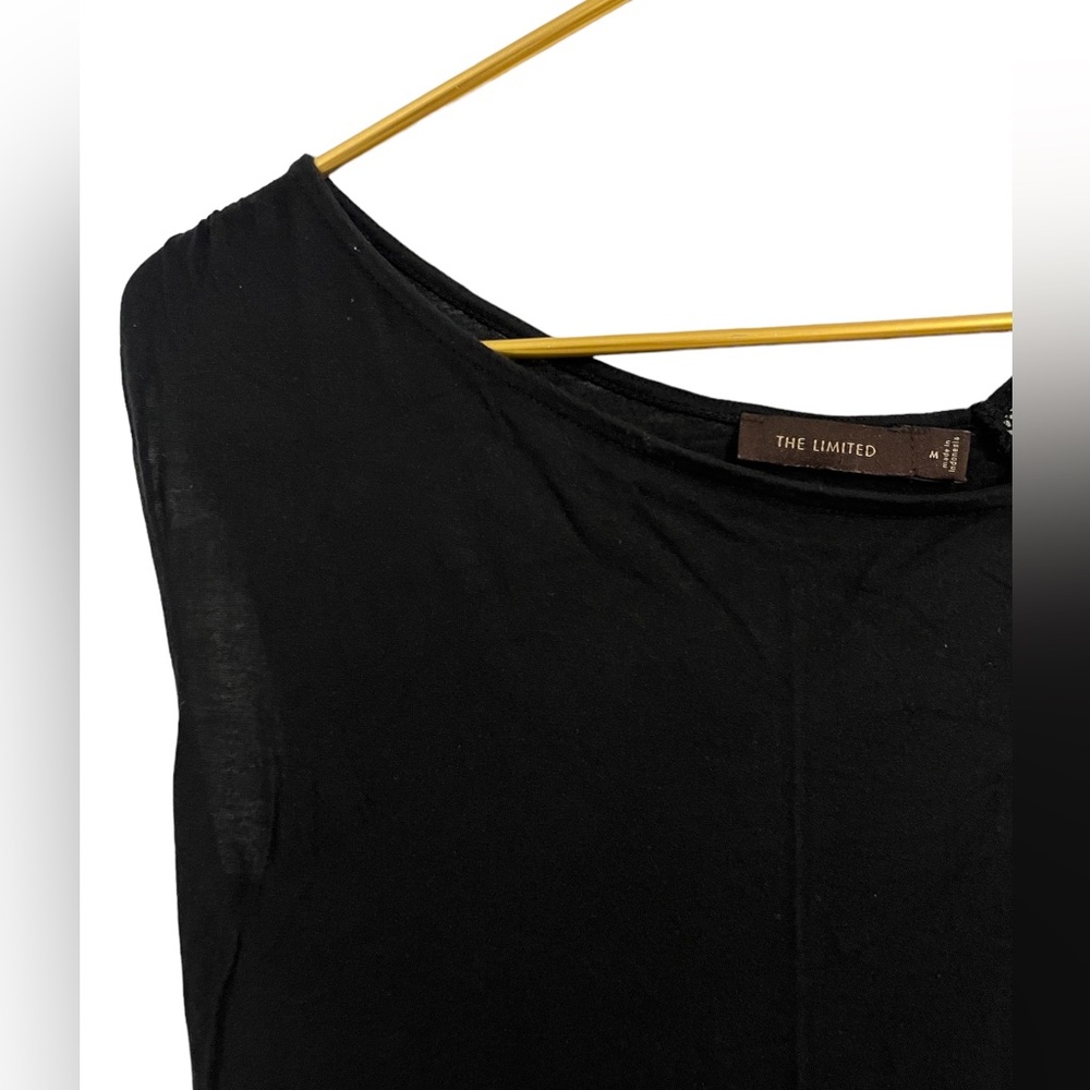 The Limited black top asymmetrical with lace sleeve size M - Picture 6 of 6